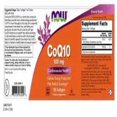 CoQ10 100mg w/Vitamin E by Now Foods  -  150 Softgel