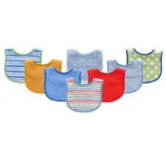 Luvable Friends Baby Boy Cotton Terry Bibs 8pk, Blue, One Size