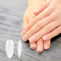 Unique Bargains Women's Medium Almond Fake Nails Clear 1 Set