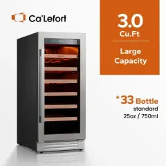 Ca'Lefort 33-Bottle Wine Fridge, 15" Freestanding/Built-In, for Kitchen & Dining