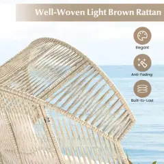 Tangkula Wicker Stationary Egg Chair Lounge Basket Sofa Chair w/ Heavy-Duty Metal Frame