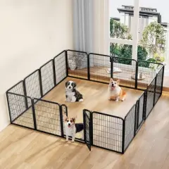 Yaheetech 16 Panels Dog Playpen Panels Metal Pet Exercise Barrier Outdoor Indoor, Black