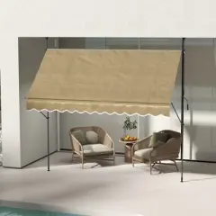 Outsunny Freestanding Retractable Awning, Non-Screw Patio Awning with UV Resistant Fabric