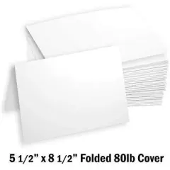 Hamilco White Cardstock Paper Blank Note Cards 5.5" x 8.5" folded 100 Pack