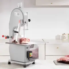 VEVOR Electric Meat Bandsaw, 1500W Stainless Steel Countertop Bone Sawing Machine, Workbeach 19.3" x 15", 0.16-7.9 Inch Cutting Thickness, Silver