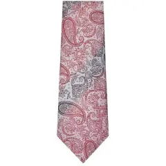 TheDapperTie Men's Red And Black Paisley Necktie with Hanky