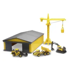 New Ray 1/64 Volvo Construction Vehicles & Machine Shed Set SS-32105