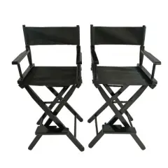 YUHAO 2PCS Folding Director Chairs , Foldable & Portable Camping Chairs for Patio, Backyard, and Outdoor Events，Black