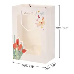 Unique Bargains Paper Gift Bag with Transparent Window Bouquet Bag 3 Pcs