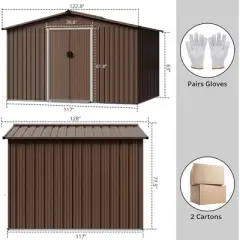 Outdoor Metal Storage Shed Garden Tool House With Lockable Doors for Yard