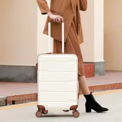 SKONYON 3 Piece Hardshell Luggage Sets Checked Spinner PC & ABS Luggage Set with YKK Zipper and TSA Lock