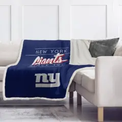 NFL New York Giants Legacy Script Sherpa Flannel Fleece Blanket