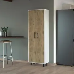 Gulches Tall Pantry Cabinet - 5-Shelf Cupboard Storage Organizer with Double Long Doors, Metal Handles & Legs 22.4"W X 11"D