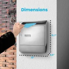 SereneLife Wall Mount Locking Mailbox - Secure, Durable, Weather-Resistant, Metalic White