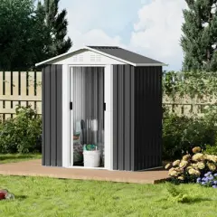 Gulches 5X3 Feet Dark Grey Outdoor Storage Shed With Aluminum Alloy Frame With Base
