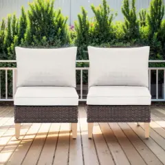 Gymojoy 3PCS Outdoor Patio Sectional Sofa Wicker Sofa Rattan & Wicker Modern Modular Sofa