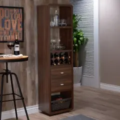 Iohomes Sierri Contemporary Wine Cabinet Dark Walnut - HOMES: Inside + Out