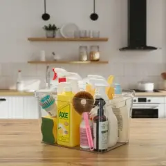 Basicwise Clear Storage Container with Lid For Kitchen Pantry Cabinet & Fridge Storage For Organizing, Durable Bin For Home Dorm or Office Use