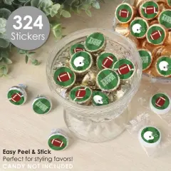 Big Dot of Happiness End Zone - Football - Baby Shower or Birthday Party Small Round Candy Stickers - Party Favor Labels - 324 Count