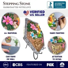 Fairy Kisses and Flowers Garden Stepping Stone, 9.5" Outdoor Decoration Statue| OrnamentallyYou