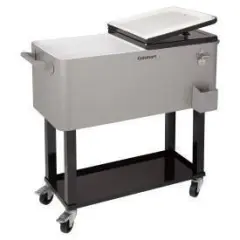 Cuisinart 80Qt Outdoor Cooler Cart: Stainless Steel Patio Beverage Stand with Dual Lids, Wheels, Cap Opener