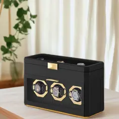 LEDEREM Watch Box, 9-Slot Luxury Watch Box with Glass Top, Gift for Men, Husband