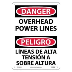 National Marker Danger Signs; Overhead Power Lines Bilingual 14X10 .040 Aluminum ESD468AB