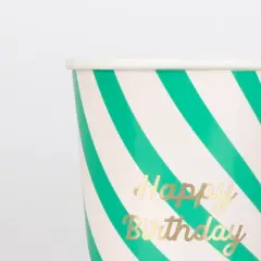 Meri Meri Stripe Happy Birthday Cups (Pack of 8)