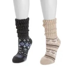 MUK LUKS Women's Slouch Heat Retainer Sock (2 Pair Pack)