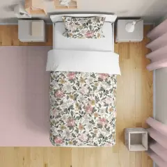 Sweet Jojo Designs Girl Toddler Bedding Set Vintage Floral Pink Green and Yellow 5 pc