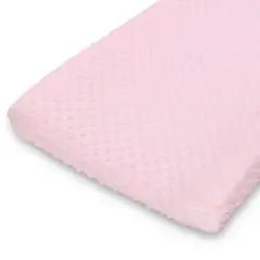 The Peanutshell Minky Dot Solid Changing Pad Covers - Pink/White 2pk