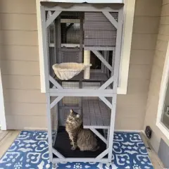 Aivituvin Medium Wooden Outdoor Cat Catio with Wheels| Connecting with Window-AIR22-M