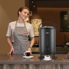 VEVOR Insulated Beverage Dispenser, 3.2 Gal/12L Stainless Steel Thermal Drink Server with Spigot & Temp Display, Black