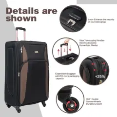 Dexmalle SoftshellLuggage Expandable 4 Piece Set