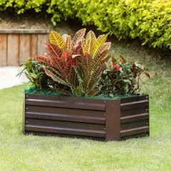 LuxenHome Brown Metal 32" x 20.2" Rectangular Garden Bed