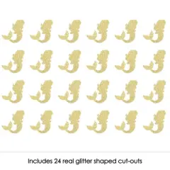 Big Dot of Happiness Gold Glitter Mermaid - No-Mess Real Gold Glitter Cut-Outs - Baby Shower or Birthday Party Confetti - Set of 24