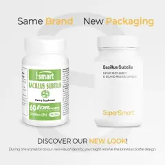 SuperSmart Bacillus Subtilis 3 Billion CFU per Day (High Potency) - Spore Probiotic Supplement | Non-GMO & Gluten Free - 60 DR Capsules