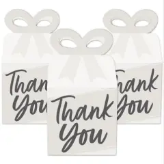 Big Dot of Happiness Champagne Elegantly Simple - Square Favor Gift Boxes - Guest Party Favors Bow Boxes - Set of 12