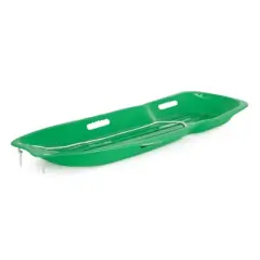 Slippery Racer Downhill Xtreme Flexible Adults and Kids Plastic Toboggan Snow Sled for up to 2 Riders with Pull Rope and Handles, Green