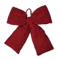 Transpac Velvet Oversized Red Bow Decorative Sculpture for Christmas Tabletop Decor Polyester Indoor Holiday Gift