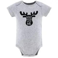 The Peanutshell Baby Boy or Girl Short Sleeve Bodysuits, 5-Pack, Woodland Moose, Newborn to 24 Months