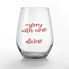 Creative Products Merry with Wine 15 oz. Stemless Wine Glass