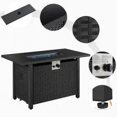 Yaheetech Outdoor Gas Fire Pit Table 43 inch with Tempered Glass Tabletop