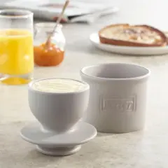 Butter  Bell&reg; Crock - Matte Stone Retro Ceramic Butter Keeper, Neutral Caf&eacute; Style Butter Dish for Spreadable Butter Without Refrigeration