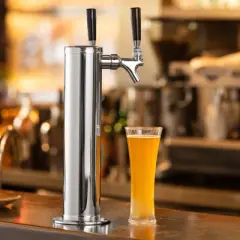 VEVOR Dual Taps Draft Beer Tower Dispenser, Stainless Steel Keg Beer Tower, Kegerator Tower Kit with Pre-Assembled Tubing