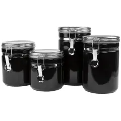 Home Basics 4 Piece Canister Set with Stainless Steel Tops