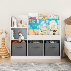 Grungis 4 Tier Decorative Bookshelf for Kids,Storage Shelves with Bookcase Display Stand for Living Room,Bedroom