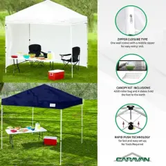 Caravan Canopy M-Series 12 x 12' 2 Straight Leg Sidewall Kit and M-Series Pro 2 12 x 12 Foot Shade Tent with Roller Bag for Recreational Use