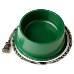 Farm Innovators QT-1 1 Quart Electric Heated Pet Water Bowl with Thermostatic Control and Anti Chew Cord Protector, 25 Watt, Green (2 Pack)