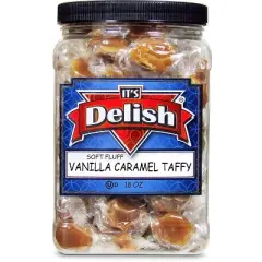 Vanilla Caramel Taffy by It's Delish, 18 OZ Jumbo Container
